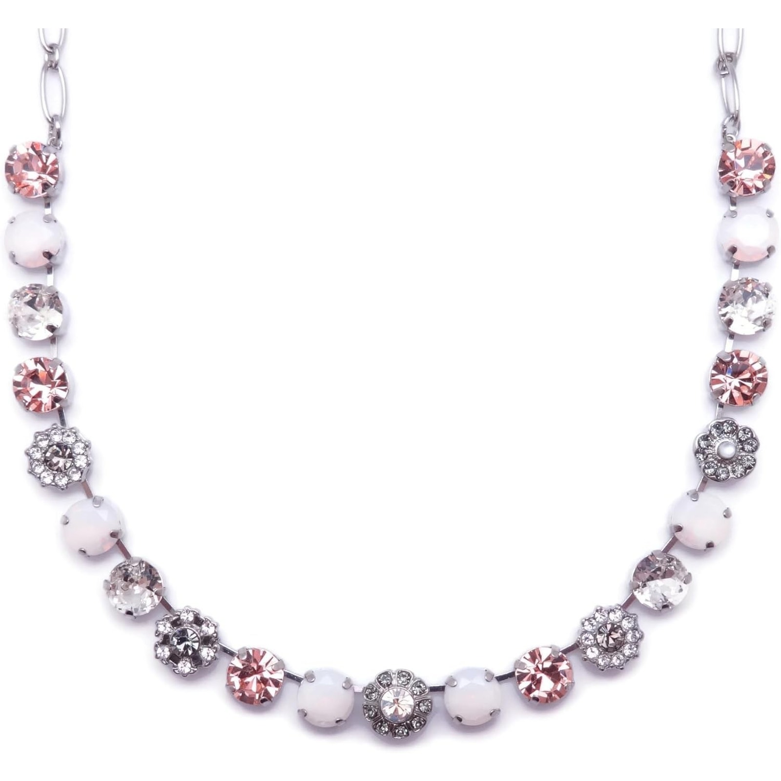Mariana Ice Queen Silver Necklace Peach Grey White Crystal Mix Flower 1154 Nwt 207$